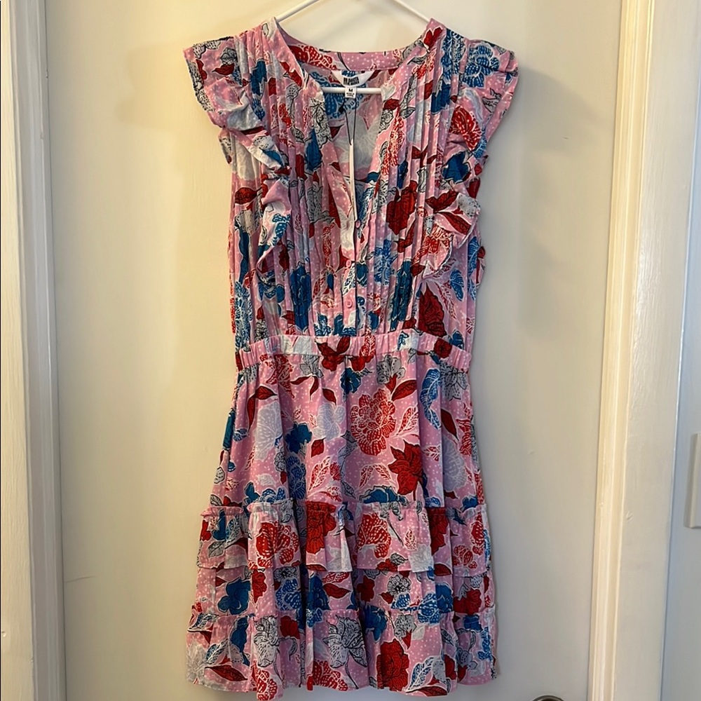 NWT Floral Ruffle Dress in Pink and Blue